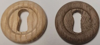 FURNITURE KNOWLEDGE 1-1/16" Diameter Walnut & Oak Wood Grain Small Keyhole Cover antique vintage loc