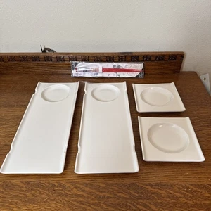 Crate & Barrel ForLife White Sushi Plate And Sauce Plate Set Of 2 & Chopsticks - Picture 1 of 13