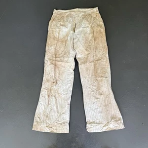 Antike frühe 1900er Jahre beige gestreifte Stoff sanforisiert Knopfleiste Hose 32x30" - Bild 1 von 13
