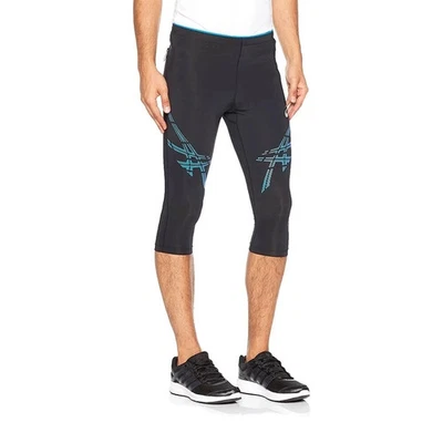 ASICS Men Performance Stripe 3/4 Kneetight Running Tights Black Trouser Size XL - Image 1 of 3