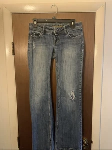Vintage American Eagle Outfitters Flare Jeans Womens Size 2 Blue Denim Stretch - Picture 1 of 5