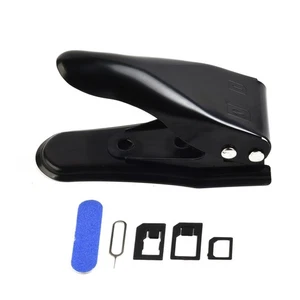 5 in 1 SIM-Kartenschneider legierter Stahl schwarz korrekter Schnitt Dual-Auswurfstift brandneu - Bild 1 von 12