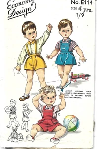 Vintage 1961 children boys girls shirt shorts sewing pattern chest 23 in checked - Picture 1 of 2