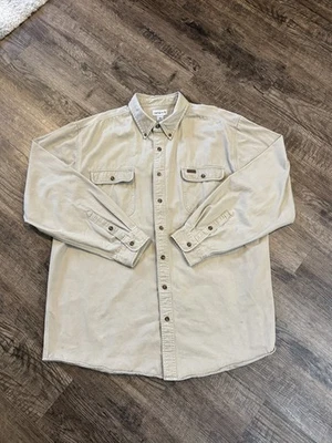 Camisa Carhartt Para Hombres 2XLT Beige Manga Larga Abotonada Lona Pesada Ropa de Trabajo S09 Foto 1 de 4