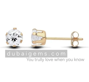 9ct Real English Gold Created Diamond Stud Earring Comes in a box  and Gift Bag - Picture 1 of 11
