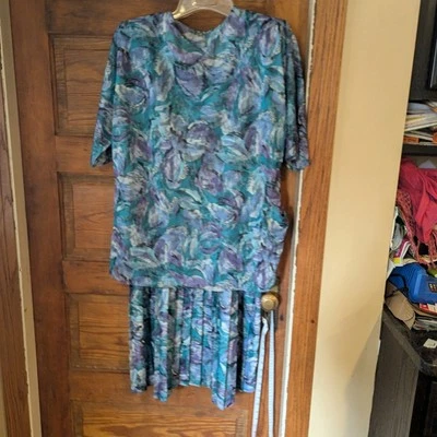 Vestido feminino elegante azul e roxo - Imagem 1 de 4