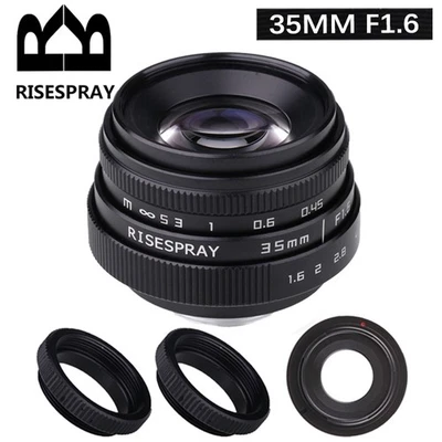 RISESP 35mm f1.6 C mount CCTV Lens II fr Micro 4/3 M4/3 E-PL2 E-PM1 GF3 GF2 OM-D - Image 1 of 4