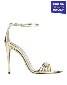 PVP €720 GUCCI Sandalias de Cuero con Correa al Tobillo US6.5 UK3.5 EU36.5 Dorado Hecho en Italia - Imagen 1 de 9