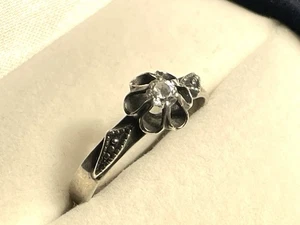 Soviet Ring in the Shape of a Tulip with Cubic Zirconia, 875 Silver - Picture 1 of 10