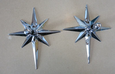 老式一对 ATOMIC STARBURST 镀铬毛巾棒环支架安装底座 — 第 1/4 张图片