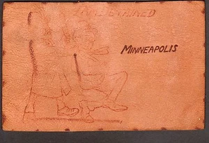 c1906 Sono detenuto a Minneapolis Minnesota fumetto cartolina in pelle - Foto 1 di 2