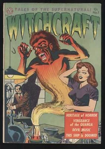 WITCHCRAFT #1 PRE-CODE GOLDEN AGE HORROR HEADLIGHT COVER AVON 1952 - Picture 1 of 2