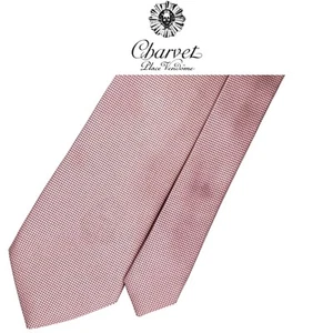 Corbata Charvet Place Vendome Rosa - Corbata Francesa Seda Patrón Micro Rejilla Líneas Delgadas - Imagen 1 de 11