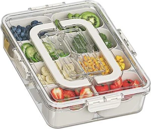 Snackle Box Container With Tableware Storage Divided Serving Tray with Lid (434) - Picture 1 of 6