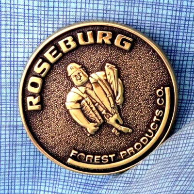 Roseburg Forest Products Promo Dress Belt Buckle Oregon Brass Vtg 80s BTS.NOX627 - Image 1 of 4