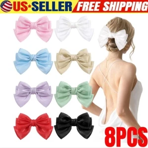 Big Tulle Layered Hair Bows for Women Girls 8 Inch Barrette Hair Clip Large - Picture 1 of 9