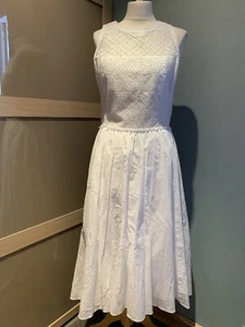 Rebecca Taylor White Sleeveless Cotton Broderie Anglaise Summer Dress Size 12 - Picture 1 of 12