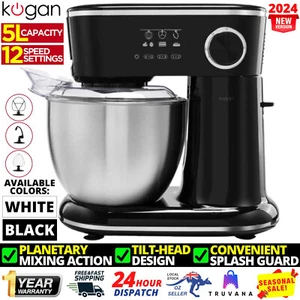 Cake Mix Master 5L Kitchen Stand Mixer w/ Whisk Beater Dough Hook 12-Speed Tilt - Picture 1 of 16