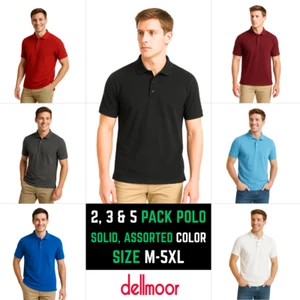 Herren Paket 5, 3 & 2 Dellmoor Uni Poloshirt Baumwolle Kurzarm Workwear Sale - Bild 1 von 82