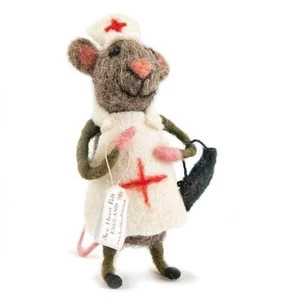 Nurse Mouse Felt Standing Figure Made in India Felted Wool Handmade - Picture 1 of 1