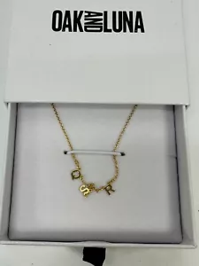 Oak and Luna INEZ Initial Necklace - 14k Solid Yellow Gold "Q S R" - Picture 1 of 1