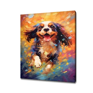 Cavalier King Charles Spaniel Perro Colorido Pintura Estilo Mascota Lona Impresión Arte - Imagen 1 de 10