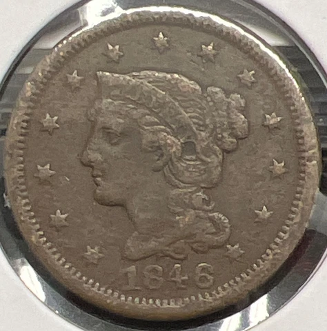 1846 BRAIDED HAIR LARGE CENT GRADES FINE DETAIL ACTUAL COIN  #C13802 Cover