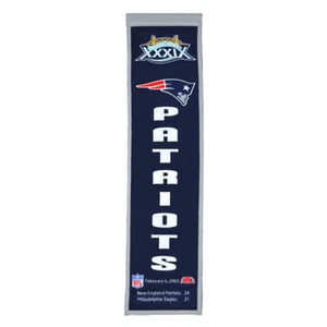 NEW ENGLAND PATRIOTS SUPER BOWL XXXIX HERITAGE BANNER EMBROIDERED WOOL 8"X32" - Picture 1 of 2