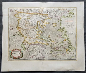 Mapa antiguo original de Grecia, islas del Egeo y Turquía de Mercator y Hondius 1639 - Imagen 1 de 3