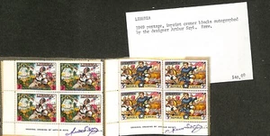 Liberia - Corner Blocks Signed by Designer - Scott 309-312 - ex Bileski - Picture 1 of 2