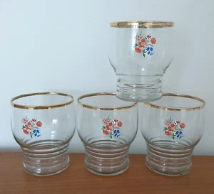 Vintage Tumbler Glasses Red Blue Green Flowers Drinking Glasses 40s 50s 60s - Picture 1 of 21