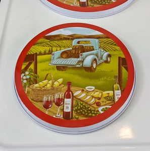 Set Of 4 Electric Stove Top Burner Covers WINE FARM TRUCK Red 2(8”) 2(10) Big - Picture 1 of 7