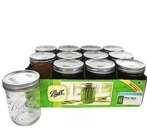 Ball Große Öffnung Pint Zuhause Einmachgläser Deckel und Bänder Hergestellt in den USA Kiste mit 12 - Bild 1 von 3