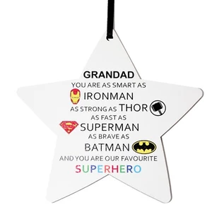 Abuelo eres mi superhéroe favorito - pintado a mano pequeña estrella de madera de 10 cm - Imagen 1 de 1