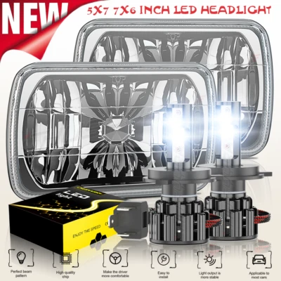 For GMC C1500 C2500 C3500 1979-1986 Sqaure 7x6 LED Headlight Hi-Lo H4 Lamp - Image 1 of 4