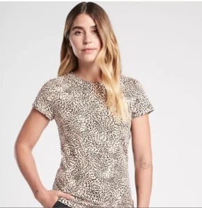 Athleta Organic Daily Printed Tee T Shirt Plus 3X Cheetah Animal Print 598559 - Picture 1 of 8