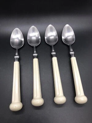Oxford Hall Fashion Wear Flatware Cream Handles Oval Tea Spoons Set Of 4    A - Image 1 of 4