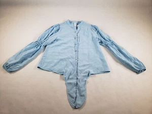 Anthropologie Women's Blue Long Sleeves Amadi Tie Puff Sleeve Blouse Size XS - Picture 1 of 11