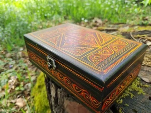 Joyero de madera | M | Patrón de paja decoración joyero Wood Jewellery Box - Imagen 1 de 11