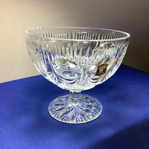 Vintage Lead Crystal Footed Pedestal Compote Bowl Golden Crown West Germany 564 - Picture 1 of 6