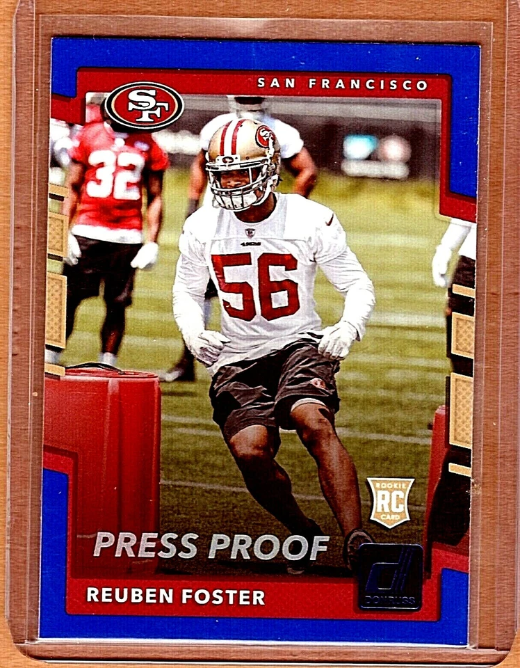 2017 DONRUSS "BLUE PRESS PROOF "RUEBEN FOSTER" RC"SAN FRAN 49ers"" - Image 1 of 3