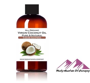 ORGANIC RAW EXTRA VIRGIN COCONUT OIL UNREFINED 2 4 8 16 32 oz GLASS BOTTLE OPT. - Picture 1 of 1