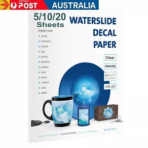 Waterslide Decal Paper Water Slide Transfer Paper Clear/White Inkjet A4 DIY - Picture 1 of 7