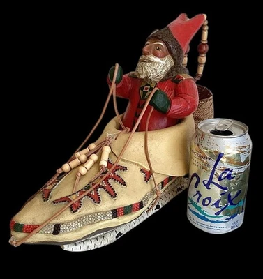 (READ) LEO SMITH GREAT PLAINS Indian CHRISTMAS SANTA MOCCASIN SLED FOLK ART - Image 1 of 4