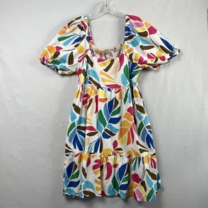 Vestido Tabitha Marrón Target Para Mujer XL Manga Abullonada Mezcla de Lino Tropical Resort - Imagen 1 de 13