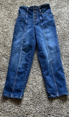 Pantalones de mezclilla Boden para mujer 6R azul algodón elástico cintura alta botón cónico delantero Foto 1 de 4