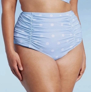 Kona Sol Medium Coverage High Waist Bikinihose Größe 3X (24-26) blau Punkte NEU - Bild 1 von 7