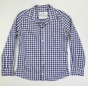 Camisa Frank and Eileen Talla Grande Hombre Cuello en V Azul Blanco Cuadros Manga Larga Algodón - Imagen 1 de 9