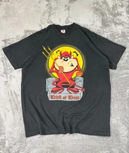 Vintage 1993 Looney Tunes Taz “Trick or Treat” Devil T-Shirt (XL) Single Stitch - Picture 1 of 9