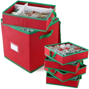 Christmas Ornament Storage Box Holiday Decoration Organizer, Holds Up to 64 O... - Picture 1 of 9